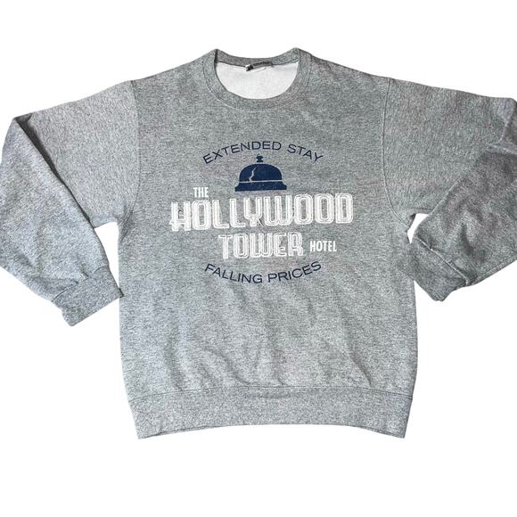 Disney Parks Hollywoods Vintage Tower of Tower Grey Crewneck sweatshirt  small - Picture 1 of 6